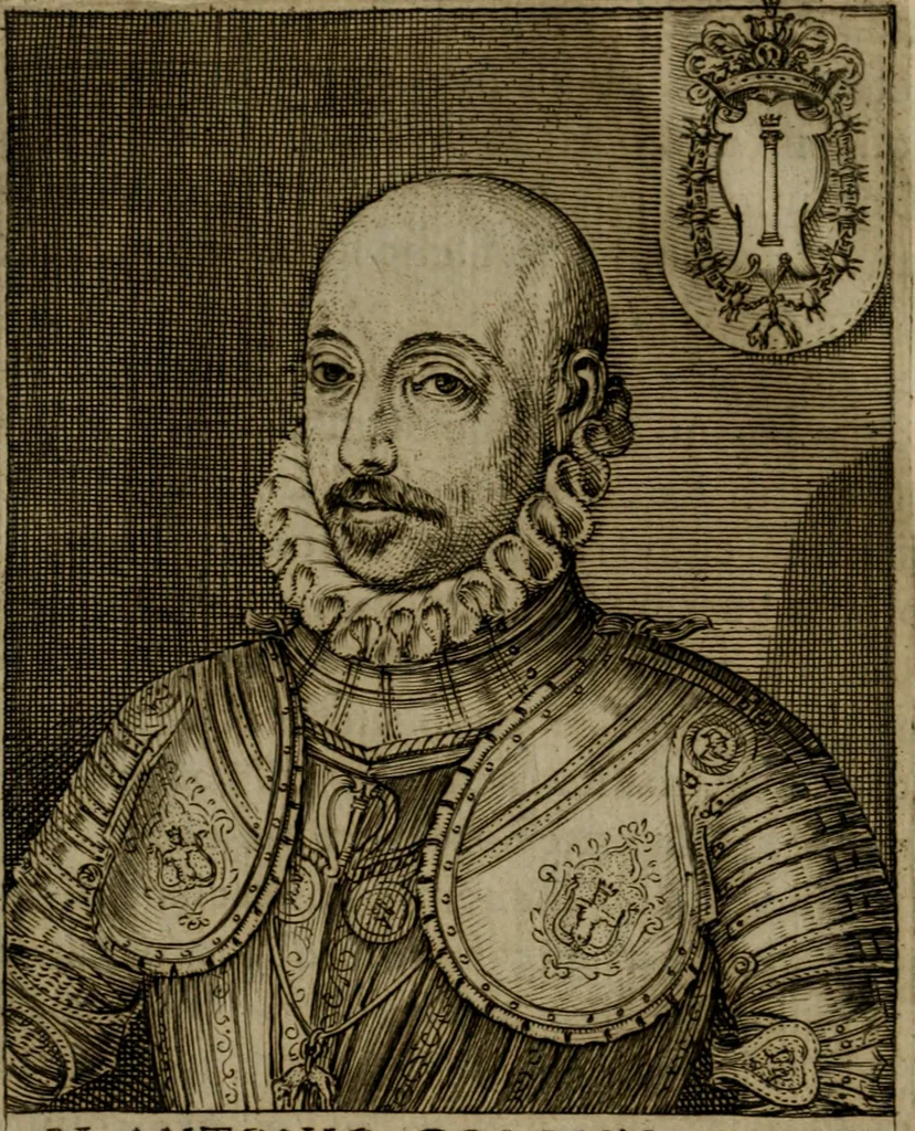 An illustration from Ritratti et elogij di capitani illustri : che ne' secoli moderni hanno gloriosamente guerreggiato, 1647, leaf 347