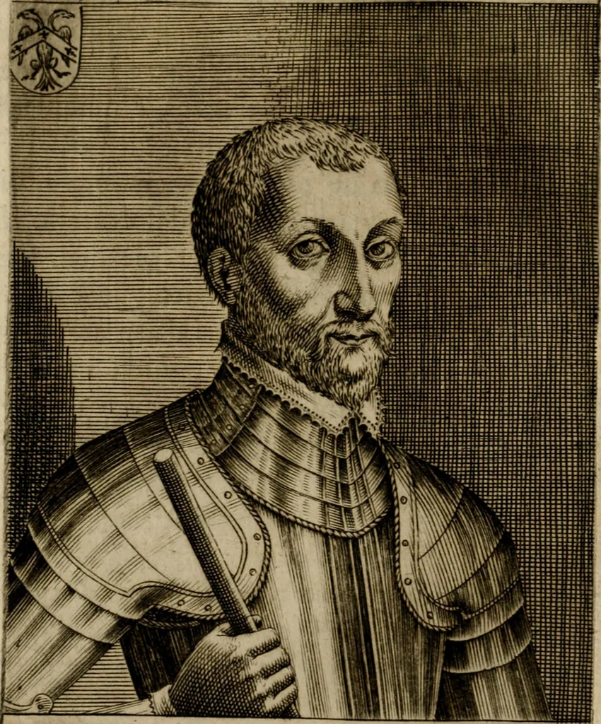 An illustration from Ritratti et elogij di capitani illustri : che ne' secoli moderni hanno gloriosamente guerreggiato, 1647, leaf 361