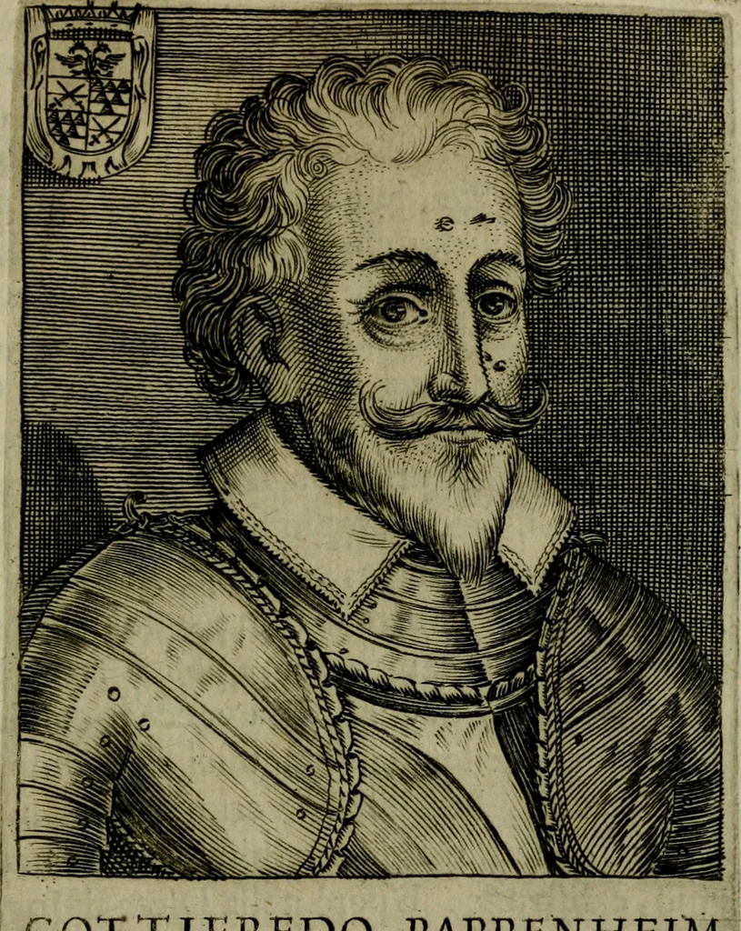 An illustration from Ritratti et elogij di capitani illustri : che ne' secoli moderni hanno gloriosamente guerreggiato, 1647, leaf 386