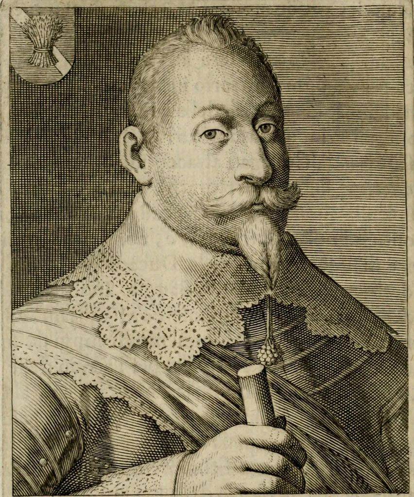 An illustration from Ritratti et elogij di capitani illustri : che ne' secoli moderni hanno gloriosamente guerreggiato, 1647, leaf 389