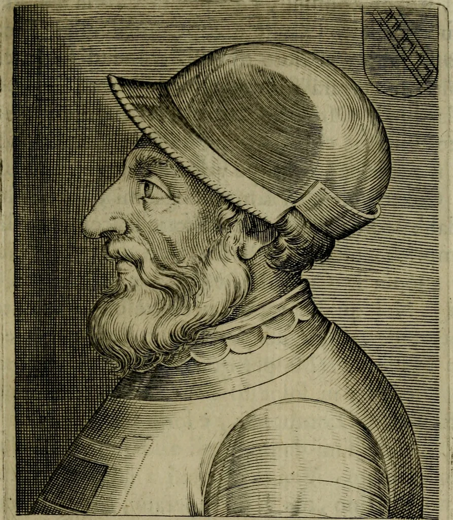 An illustration from Ritratti et elogij di capitani illustri : che ne' secoli moderni hanno gloriosamente guerreggiato, 1647, leaf 52