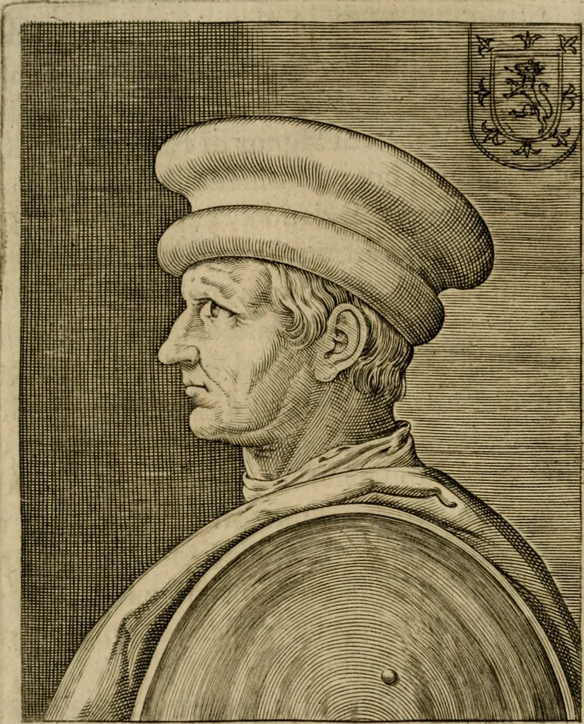An illustration from Ritratti et elogij di capitani illustri : che ne' secoli moderni hanno gloriosamente guerreggiato, 1647, leaf 71