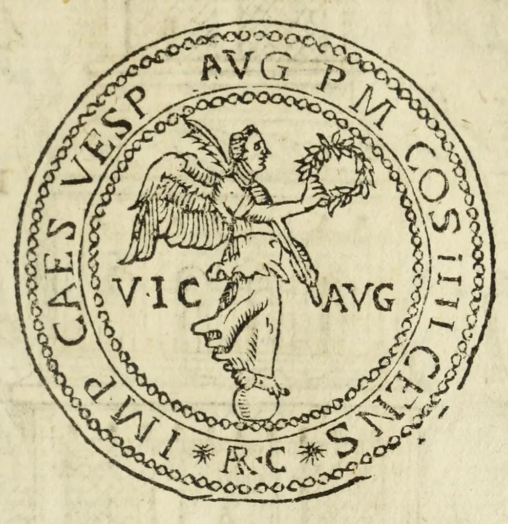 An illustration from Ritratto di Roma antica : nel quale sono figurati i principali tempij, teatri, anfiteatri, cerchi, naumachie, archi trionfali, curie, basiliche, colonne, ordine del trionfo, dignità militari, e ciuili, riti, cerimonie, medaglie, & altre cose notabili : con le vite, & effigie de primi rè di essa, e dichiarationi di Bartolomeo Marliani milanese e d'altri autori, 1633, leaf 223