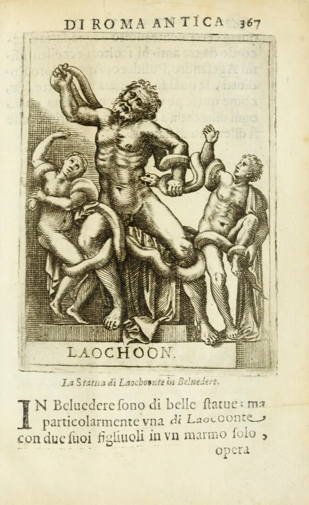 An illustration from Ritratto di Roma antica : nel quale sono figurati i principali tempij, teatri, anfiteatri, cerchi, naumachie, archi trionfali, curie, basiliche, colonne, ordine del trionfo, dignità militari, e ciuili, riti, cerimonie, medaglie, & altre cose notabili : con le vite, & effigie de primi rè di essa, e dichiarationi di Bartolomeo Marliani milanese e d'altri autori, 1633, leaf 391