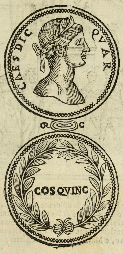 An illustration from Ritratto di Roma antica : nel quale sono figurati i principali tempij, teatri, anfiteatri, cerchi, naumachie, archi trionfali, curie, basiliche, colonne, ordine del trionfo, dignità militari, e ciuili, riti, cerimonie, medaglie, & altre cose notabili : con le vite, & effigie de primi rè di essa, e dichiarationi di Bartolomeo Marliani milanese e d'altri autori, 1633, leaf 81