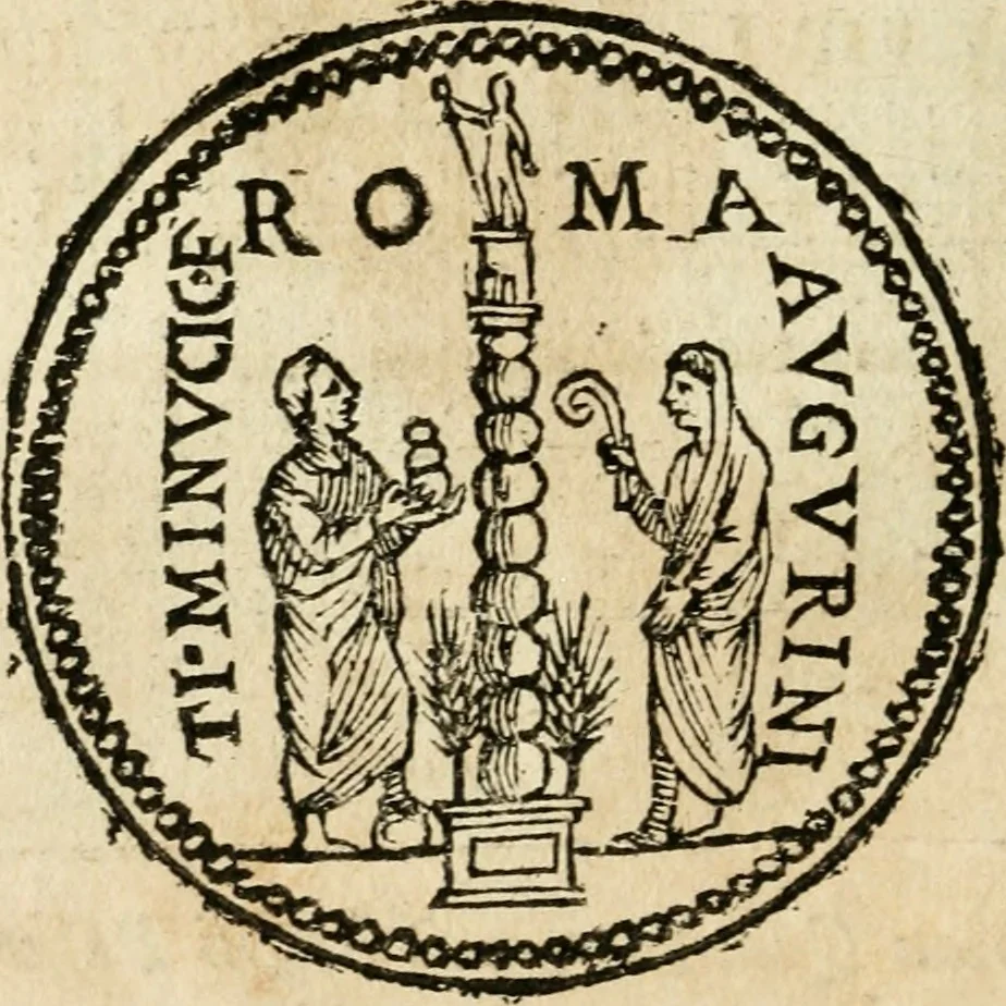 An illustration from Ritratto di Roma antica : nel qvale sono figvrati i principali tempij, theatri, anfiteatri, cerchi, naumachie, archi trionfali, curie, basiliche, colonne, ordine del trionfo, dignita militari, e ciuili, riti cerimonie, & altre cose notabili : aggiuntoui di nuouo le vite, & effigie de' primi rè di essa, e le grandezze dell'Imperio Romano, con l'esplicationi istoriche de' piu celebri antiquarij, 1654, leaf 101