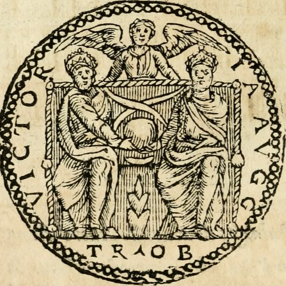 An illustration from Ritratto di Roma antica : nel qvale sono figvrati i principali tempij, theatri, anfiteatri, cerchi, naumachie, archi trionfali, curie, basiliche, colonne, ordine del trionfo, dignita militari, e ciuili, riti cerimonie, & altre cose notabili : aggiuntoui di nuouo le vite, & effigie de' primi rè di essa, e le grandezze dell'Imperio Romano, con l'esplicationi istoriche de' piu celebri antiquarij, 1654, leaf 103