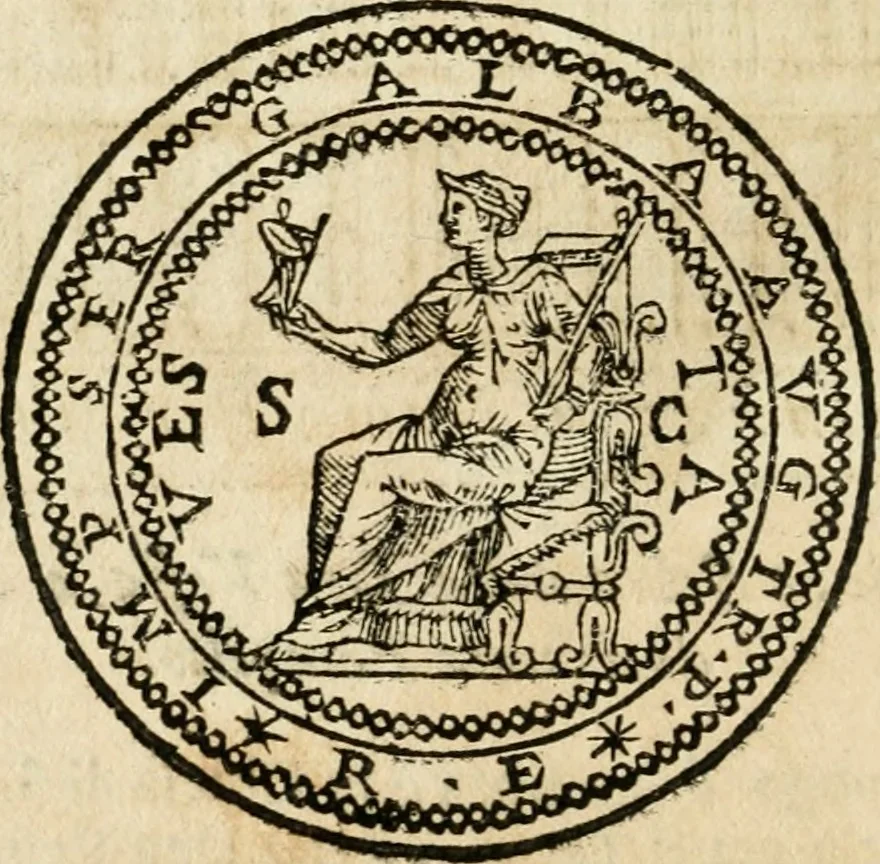 An illustration from Ritratto di Roma antica : nel qvale sono figvrati i principali tempij, theatri, anfiteatri, cerchi, naumachie, archi trionfali, curie, basiliche, colonne, ordine del trionfo, dignita militari, e ciuili, riti cerimonie, & altre cose notabili : aggiuntoui di nuouo le vite, & effigie de' primi rè di essa, e le grandezze dell'Imperio Romano, con l'esplicationi istoriche de' piu celebri antiquarij, 1654, leaf 111