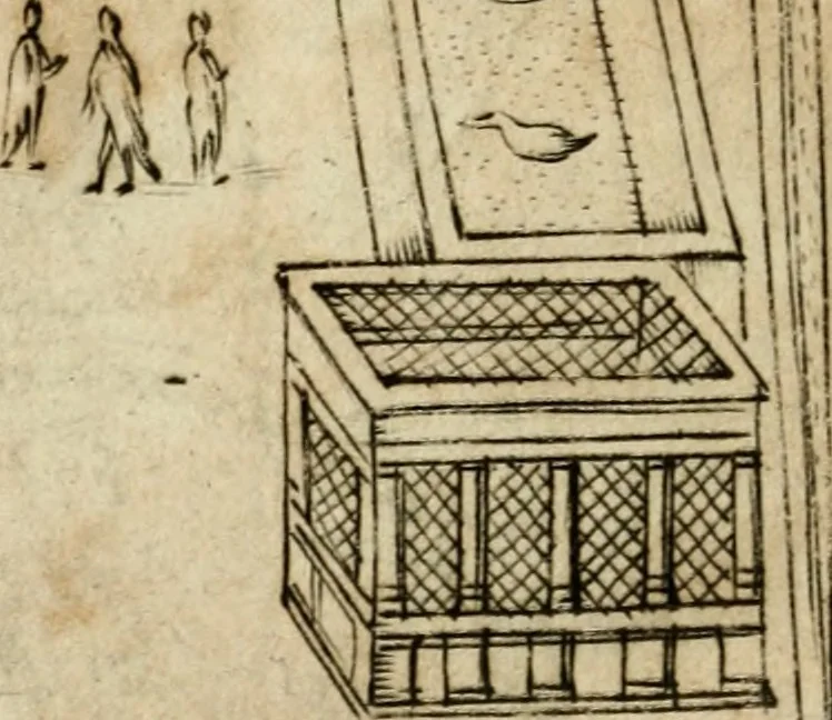 An illustration from Ritratto di Roma antica : nel qvale sono figvrati i principali tempij, theatri, anfiteatri, cerchi, naumachie, archi trionfali, curie, basiliche, colonne, ordine del trionfo, dignita militari, e ciuili, riti cerimonie, & altre cose notabili : aggiuntoui di nuouo le vite, & effigie de' primi rè di essa, e le grandezze dell'Imperio Romano, con l'esplicationi istoriche de' piu celebri antiquarij, 1654, leaf 121