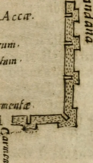 An illustration from Ritratto di Roma antica : nel qvale sono figvrati i principali tempij, theatri, anfiteatri, cerchi, naumachie, archi trionfali, curie, basiliche, colonne, ordine del trionfo, dignita militari, e ciuili, riti cerimonie, & altre cose notabili : aggiuntoui di nuouo le vite, & effigie de' primi rè di essa, e le grandezze dell'Imperio Romano, con l'esplicationi istoriche de' piu celebri antiquarij, 1654, leaf 24