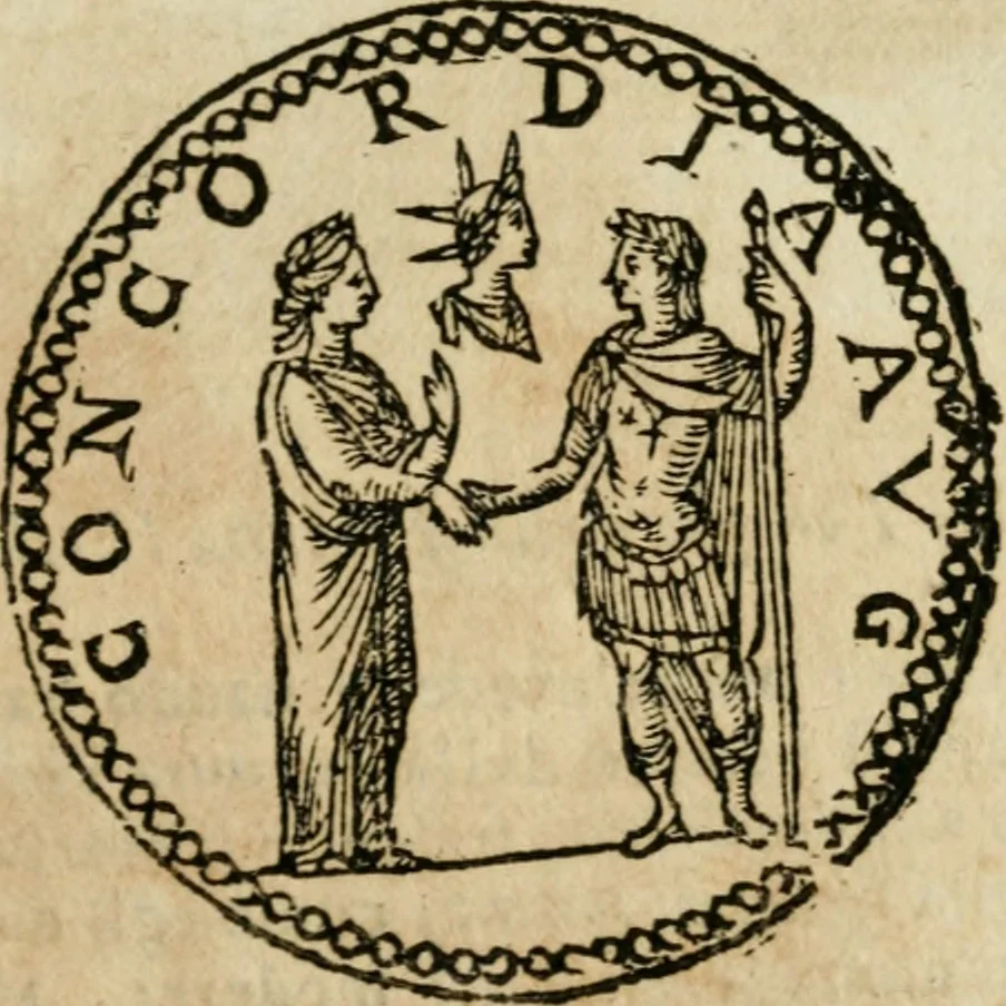 An illustration from Ritratto di Roma antica : nel qvale sono figvrati i principali tempij, theatri, anfiteatri, cerchi, naumachie, archi trionfali, curie, basiliche, colonne, ordine del trionfo, dignita militari, e ciuili, riti cerimonie, & altre cose notabili : aggiuntoui di nuouo le vite, & effigie de' primi rè di essa, e le grandezze dell'Imperio Romano, con l'esplicationi istoriche de' piu celebri antiquarij, 1654, leaf 266