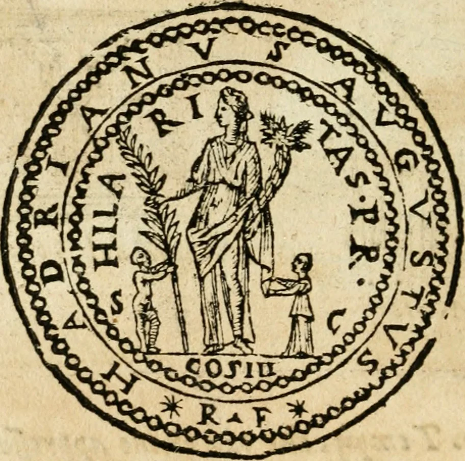 An illustration from Ritratto di Roma antica : nel qvale sono figvrati i principali tempij, theatri, anfiteatri, cerchi, naumachie, archi trionfali, curie, basiliche, colonne, ordine del trionfo, dignita militari, e ciuili, riti cerimonie, & altre cose notabili : aggiuntoui di nuouo le vite, & effigie de' primi rè di essa, e le grandezze dell'Imperio Romano, con l'esplicationi istoriche de' piu celebri antiquarij, 1654, leaf 283
