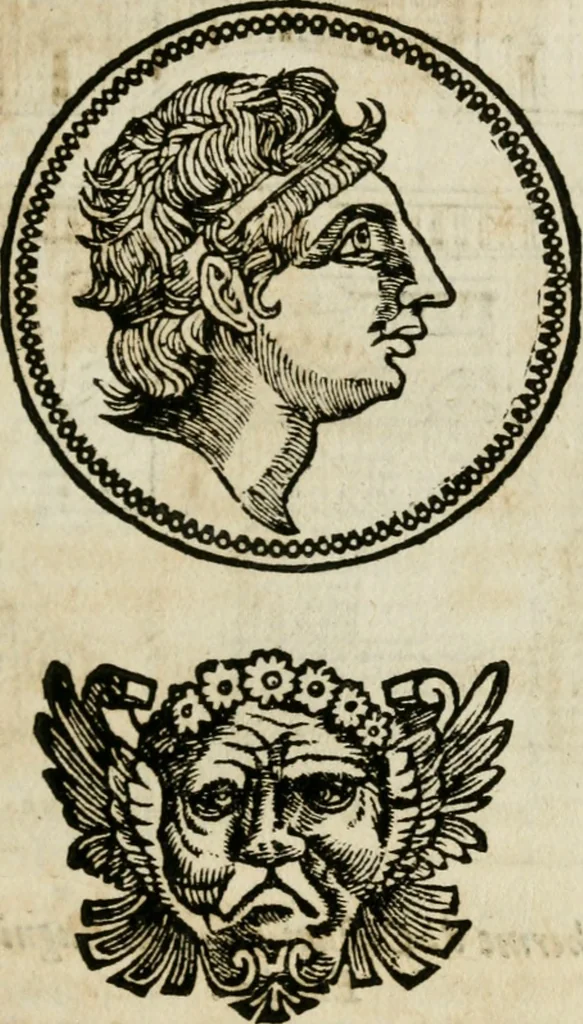 An illustration from Ritratto di Roma antica : nel qvale sono figvrati i principali tempij, theatri, anfiteatri, cerchi, naumachie, archi trionfali, curie, basiliche, colonne, ordine del trionfo, dignita militari, e ciuili, riti cerimonie, & altre cose notabili : aggiuntoui di nuouo le vite, & effigie de' primi rè di essa, e le grandezze dell'Imperio Romano, con l'esplicationi istoriche de' piu celebri antiquarij, 1654, leaf 312