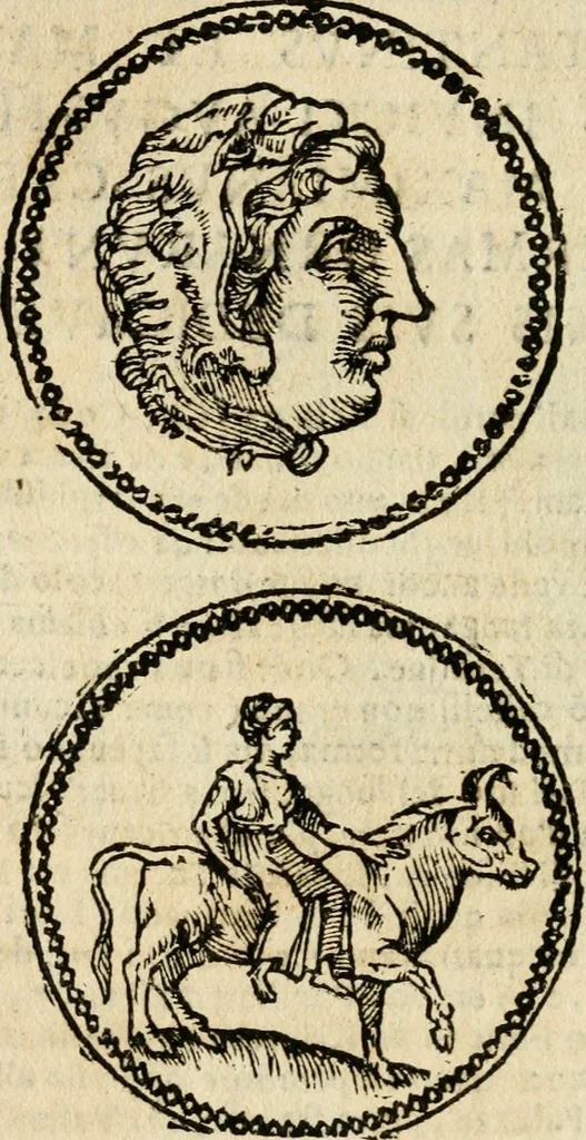 An illustration from Ritratto di Roma antica : nel qvale sono figvrati i principali tempij, theatri, anfiteatri, cerchi, naumachie, archi trionfali, curie, basiliche, colonne, ordine del trionfo, dignita militari, e ciuili, riti cerimonie, & altre cose notabili : aggiuntoui di nuouo le vite, & effigie de' primi rè di essa, e le grandezze dell'Imperio Romano, con l'esplicationi istoriche de' piu celebri antiquarij, 1654, leaf 323