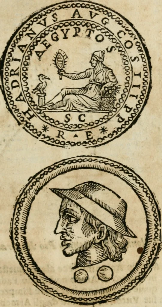 An illustration from Ritratto di Roma antica : nel qvale sono figvrati i principali tempij, theatri, anfiteatri, cerchi, naumachie, archi trionfali, curie, basiliche, colonne, ordine del trionfo, dignita militari, e ciuili, riti cerimonie, & altre cose notabili : aggiuntoui di nuouo le vite, & effigie de' primi rè di essa, e le grandezze dell'Imperio Romano, con l'esplicationi istoriche de' piu celebri antiquarij, 1654, leaf 354
