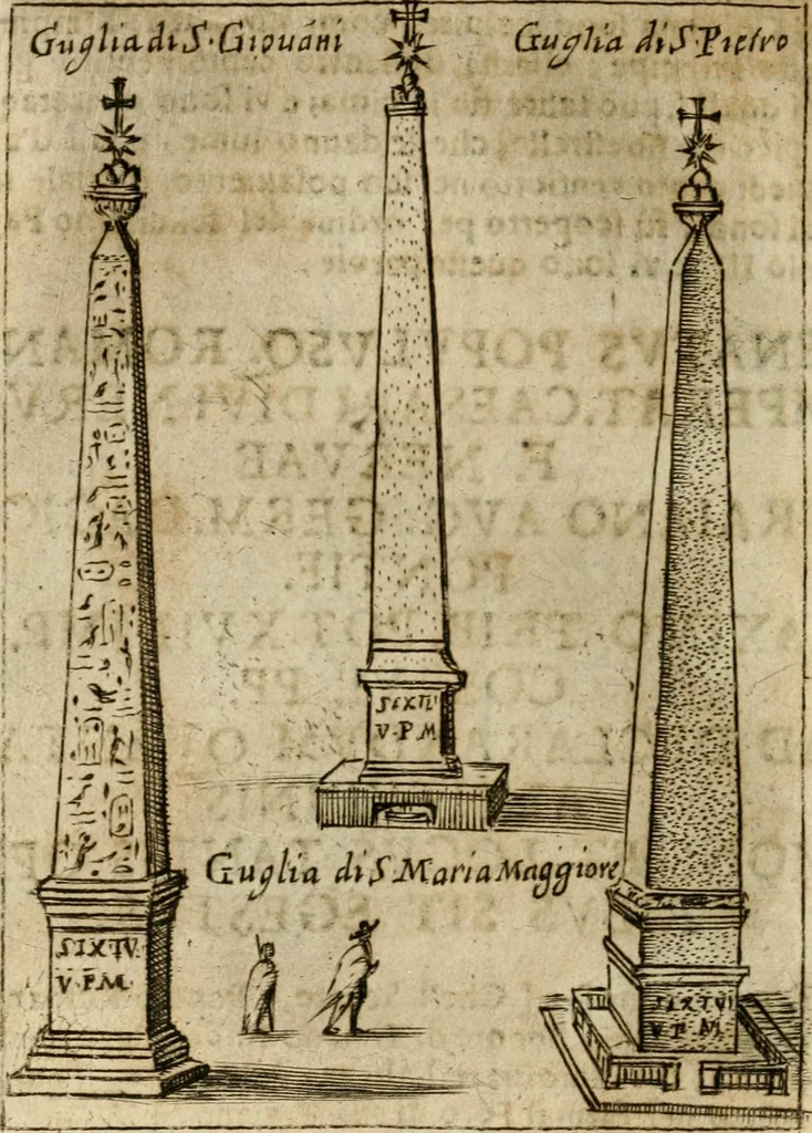 An illustration from Ritratto di Roma antica : nel qvale sono figvrati i principali tempij, theatri, anfiteatri, cerchi, naumachie, archi trionfali, curie, basiliche, colonne, ordine del trionfo, dignita militari, e ciuili, riti cerimonie, & altre cose notabili : aggiuntoui di nuouo le vite, & effigie de' primi rè di essa, e le grandezze dell'Imperio Romano, con l'esplicationi istoriche de' piu celebri antiquarij, 1654, leaf 361