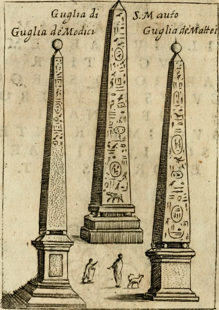 An illustration from Ritratto di Roma antica : nel qvale sono figvrati i principali tempij, theatri, anfiteatri, cerchi, naumachie, archi trionfali, curie, basiliche, colonne, ordine del trionfo, dignita militari, e ciuili, riti cerimonie, & altre cose notabili : aggiuntoui di nuouo le vite, & effigie de' primi rè di essa, e le grandezze dell'Imperio Romano, con l'esplicationi istoriche de' piu celebri antiquarij, 1654, leaf 373