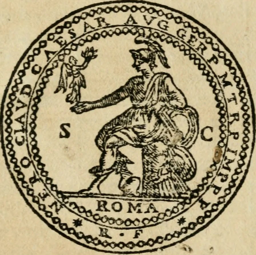 An illustration from Ritratto di Roma antica : nel qvale sono figvrati i principali tempij, theatri, anfiteatri, cerchi, naumachie, archi trionfali, curie, basiliche, colonne, ordine del trionfo, dignita militari, e ciuili, riti cerimonie, & altre cose notabili : aggiuntoui di nuouo le vite, & effigie de' primi rè di essa, e le grandezze dell'Imperio Romano, con l'esplicationi istoriche de' piu celebri antiquarij, 1654, leaf 4