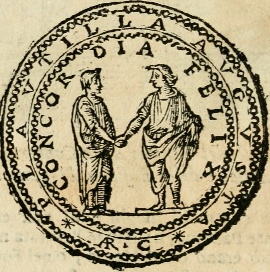 An illustration from Ritratto di Roma antica : nel qvale sono figvrati i principali tempij, theatri, anfiteatri, cerchi, naumachie, archi trionfali, curie, basiliche, colonne, ordine del trionfo, dignita militari, e ciuili, riti cerimonie, & altre cose notabili : aggiuntoui di nuouo le vite, & effigie de' primi rè di essa, e le grandezze dell'Imperio Romano, con l'esplicationi istoriche de' piu celebri antiquarij, 1654, leaf 61