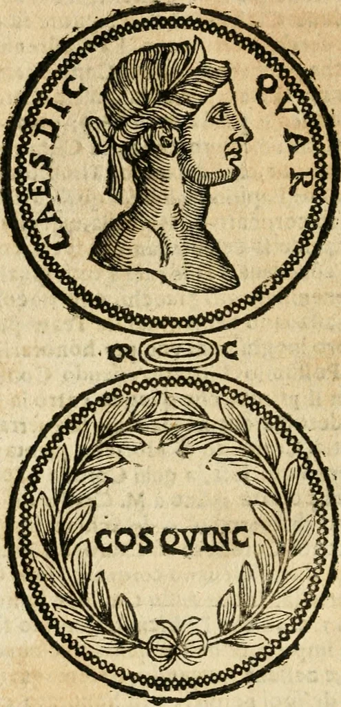 An illustration from Ritratto di Roma antica : nel qvale sono figvrati i principali tempij, theatri, anfiteatri, cerchi, naumachie, archi trionfali, curie, basiliche, colonne, ordine del trionfo, dignita militari, e ciuili, riti cerimonie, & altre cose notabili : aggiuntoui di nuouo le vite, & effigie de' primi rè di essa, e le grandezze dell'Imperio Romano, con l'esplicationi istoriche de' piu celebri antiquarij, 1654, leaf 73