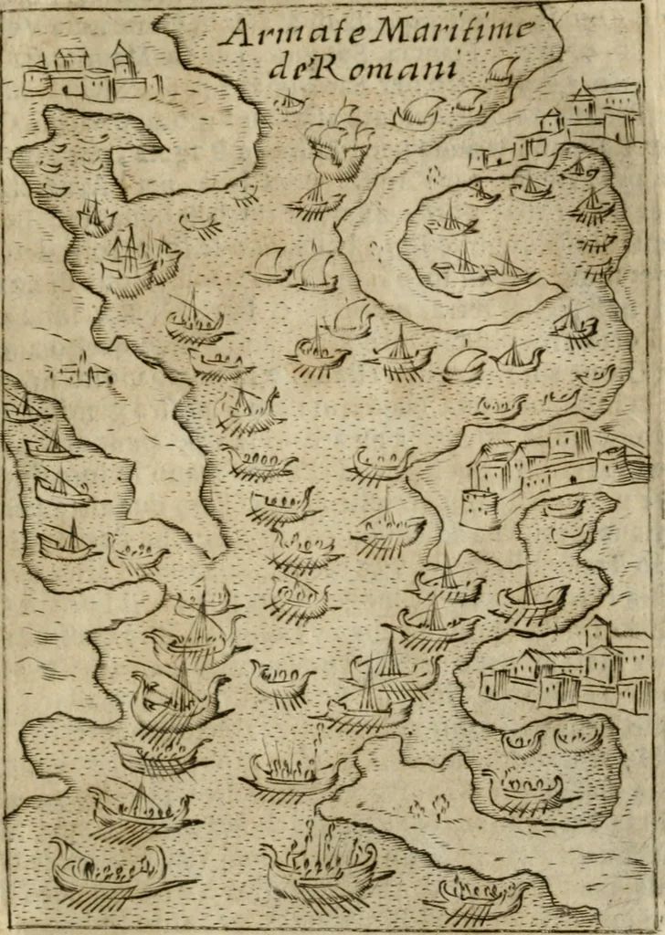 An illustration from Ritratto di Roma antica : nel qvale sono figvrati i principali tempij, theatri, anfiteatri, cerchi, naumachie, archi trionfali, curie, basiliche, colonne, ordine del trionfo, dignita militari, e ciuili, riti cerimonie, & altre cose notabili : aggiuntoui di nuouo le vite, & effigie de' primi rè di essa, e le grandezze dell'Imperio Romano, con l'esplicationi istoriche de' piu celebri antiquarij, 1654, leaf 88
