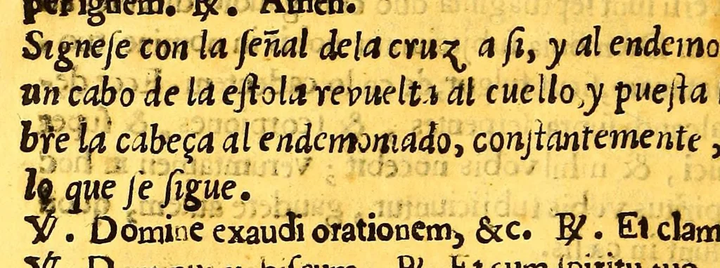 An illustration from Ritual para administrar los sanctos sacramentos sacado casi todo del Ritual romano, i lo de mas del Ritual indico. : Con algunas advertencias necessarias para la administracion de los santos sacramentos. Con una declaracion sumaria de lo que las religiones mendicantes pueden en las Indias por privilegios apostolicos, los quales se train a la letra., 1630, leaf 156