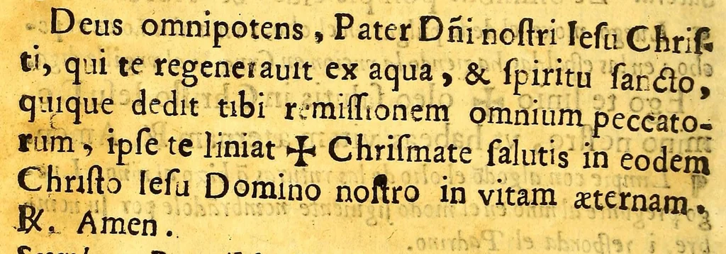 An illustration from Ritual para administrar los sanctos sacramentos sacado casi todo del Ritual romano, i lo de mas del Ritual indico. : Con algunas advertencias necessarias para la administracion de los santos sacramentos. Con una declaracion sumaria de lo que las religiones mendicantes pueden en las Indias por privilegios apostolicos, los quales se train a la letra., 1630, leaf 38
