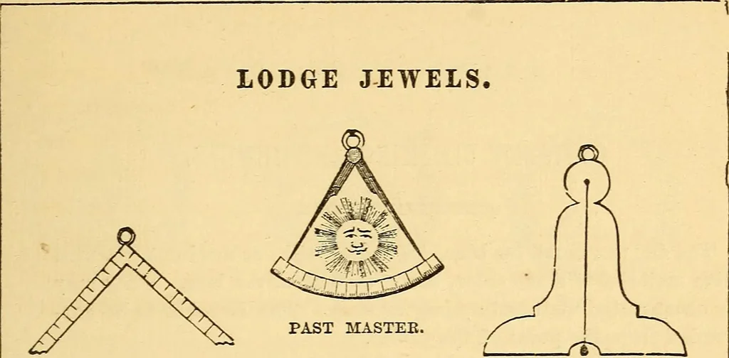 An illustration from Rituals of freemasonry: comprising the degrees of Entered apprentice, Fellow craft, and Master mason, in the lodge;, 1870, leaf 202