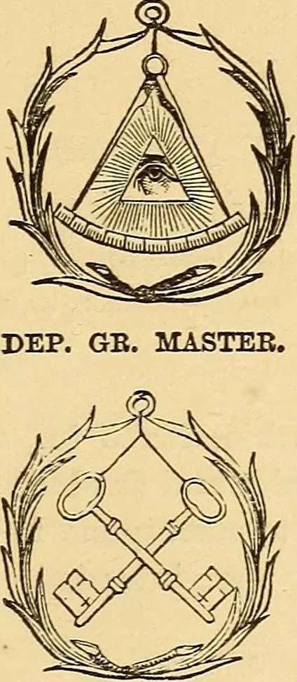 An illustration from Rituals of freemasonry: comprising the degrees of Entered apprentice, Fellow craft, and Master mason, in the lodge;, 1870, leaf 204