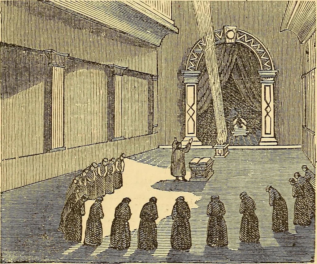 An illustration from Rituals of freemasonry: comprising the degrees of Entered apprentice, Fellow craft, and Master mason, in the lodge;, 1870, leaf 504