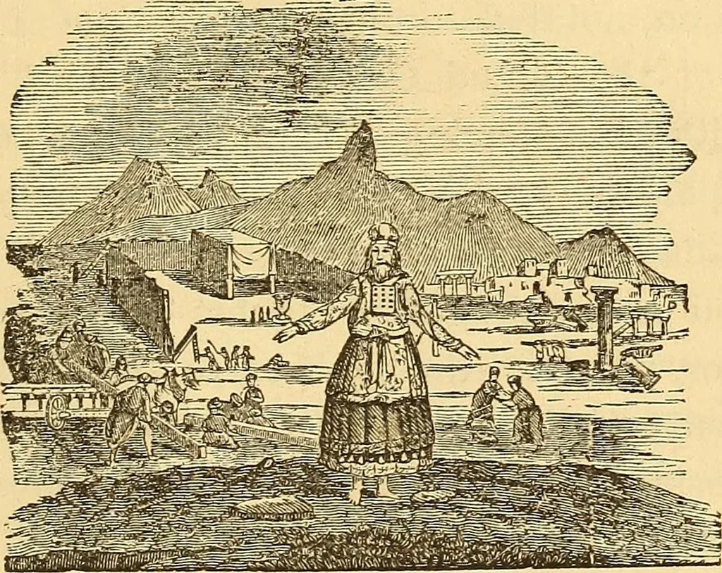 An illustration from Rituals of freemasonry: comprising the degrees of Entered apprentice, Fellow craft, and Master mason, in the lodge;, 1870, leaf 596