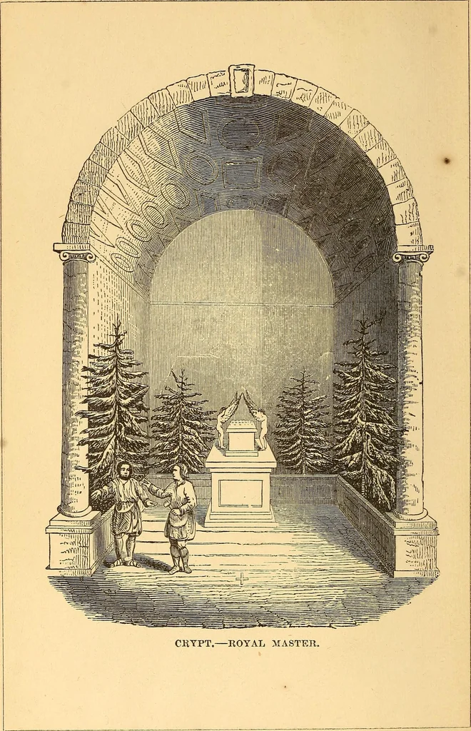 An illustration from Rituals of freemasonry: comprising the degrees of Entered apprentice, Fellow craft, and Master mason, in the lodge;, 1870, leaf 801