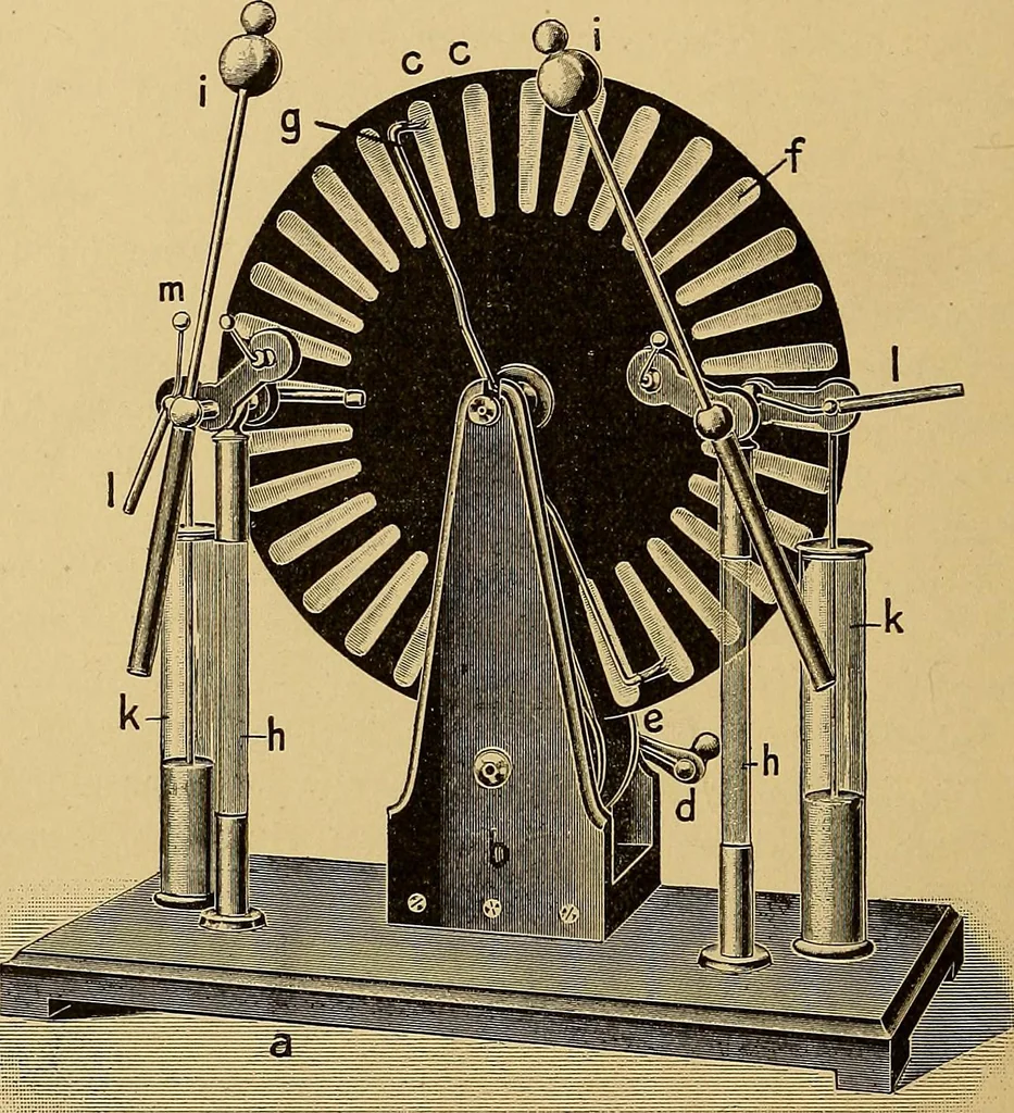 An illustration from Röntgenphotographie : Anleitung zu leicht auszuführenden Arbeiten mit statischer und galvanischer Elektrizität unter besonderer Berücksichtigung der Influenz-Elektrisiermaschine, 1908, leaf 21