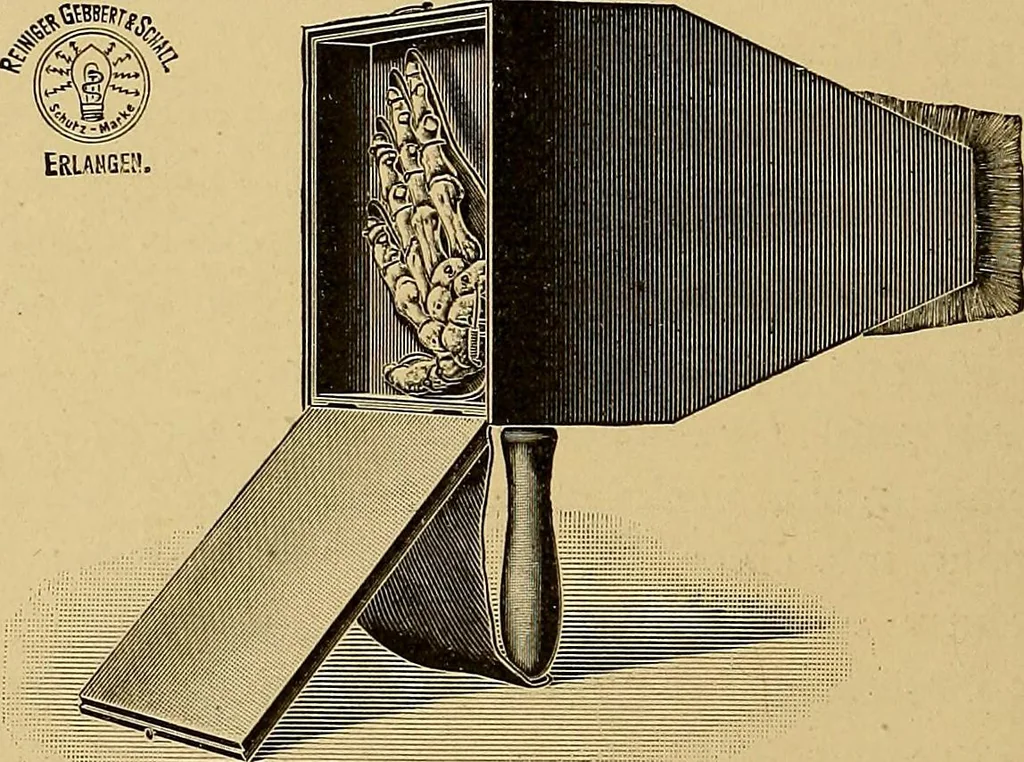 An illustration from Röntgenphotographie : Anleitung zu leicht auszuführenden Arbeiten mit statischer und galvanischer Elektrizität unter besonderer Berücksichtigung der Influenz-Elektrisiermaschine, 1908, leaf 49