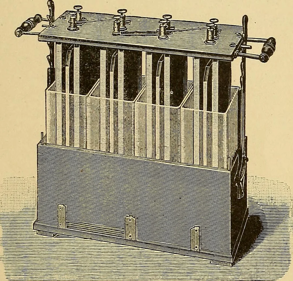 An illustration from Röntgenphotographie : Anleitung zu leicht auszuführenden Arbeiten mit statischer und galvanischer Elektrizität unter besonderer Berücksichtigung der Influenz-Elektrisiermaschine, 1908, leaf 84