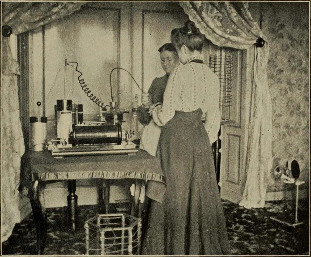An illustration from Röntgentechniek : therapeutische beteekenis der "X" -stralen en der stoomen van hooge fréquentie, 1904, leaf 108