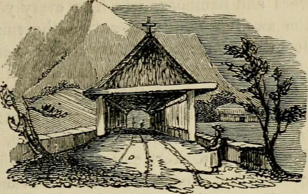 An illustration from The roads and railroads, vehicles, and modes of travelling, of ancient and modern countries; with accounts of bridges, tunnels, and canals, in various parts of the world .., 1839, leaf 134