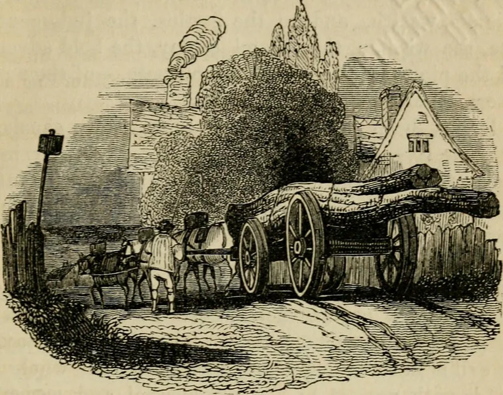 An illustration from The roads and railroads, vehicles, and modes of travelling, of ancient and modern countries; with accounts of bridges, tunnels, and canals, in various parts of the world .., 1839, leaf 14
