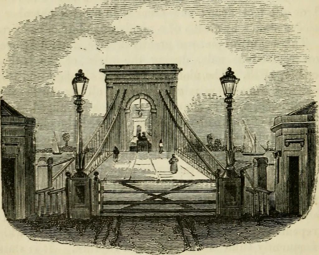An illustration from The roads and railroads, vehicles, and modes of travelling, of ancient and modern countries; with accounts of bridges, tunnels, and canals, in various parts of the world .., 1839, leaf 147
