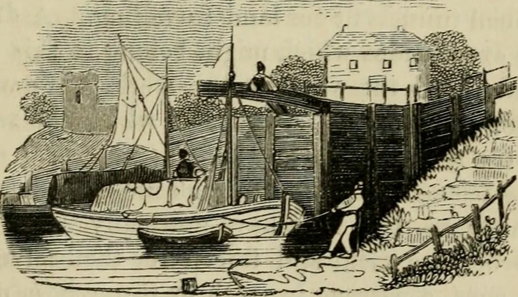 An illustration from The roads and railroads, vehicles, and modes of travelling, of ancient and modern countries; with accounts of bridges, tunnels, and canals, in various parts of the world .., 1839, leaf 158