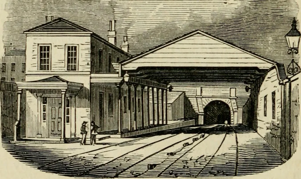 An illustration from The roads and railroads, vehicles, and modes of travelling, of ancient and modern countries; with accounts of bridges, tunnels, and canals, in various parts of the world .., 1839, leaf 163