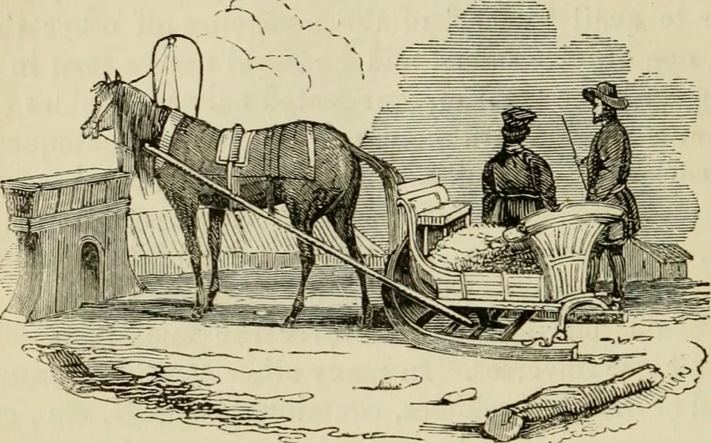 An illustration from The roads and railroads, vehicles, and modes of travelling, of ancient and modern countries; with accounts of bridges, tunnels, and canals, in various parts of the world .., 1839, leaf 241