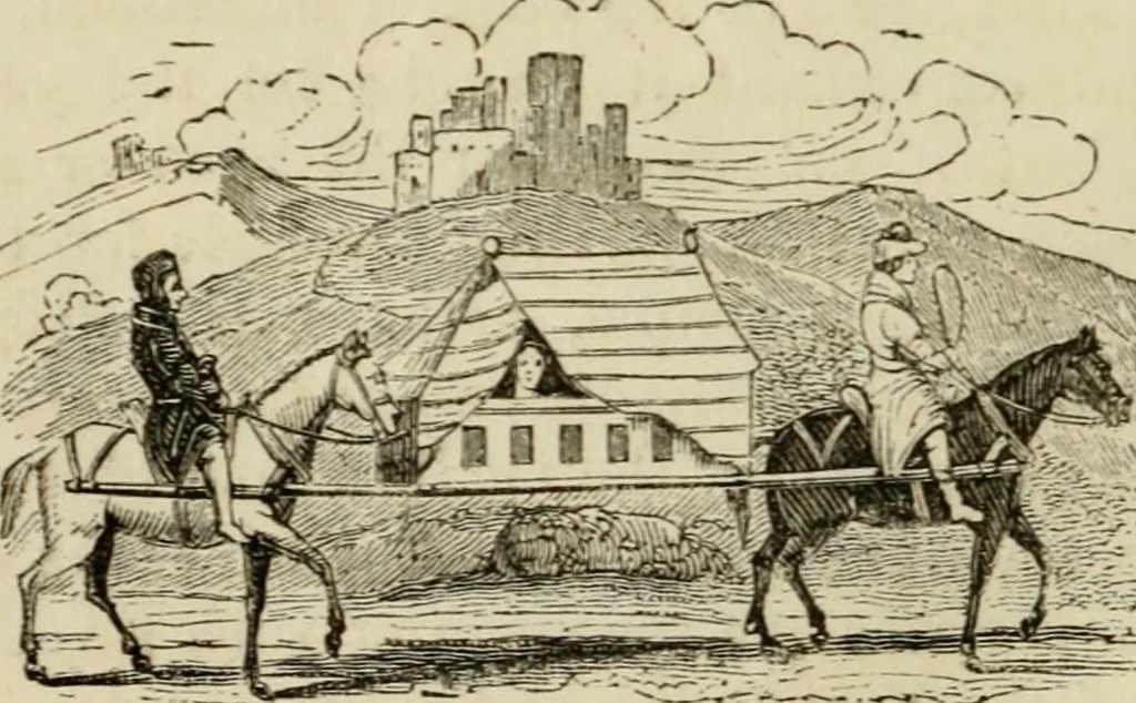 An illustration from The roads and railroads, vehicles, and modes of travelling, of ancient and modern countries; with accounts of bridges, tunnels, and canals, in various parts of the world .., 1839, leaf 243
