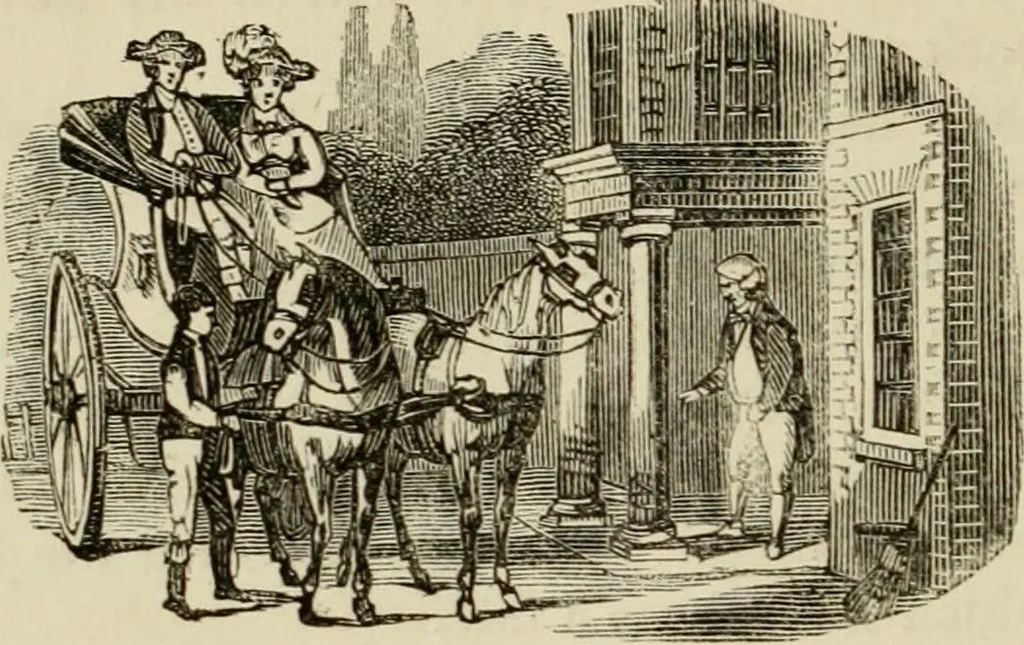 An illustration from The roads and railroads, vehicles, and modes of travelling, of ancient and modern countries; with accounts of bridges, tunnels, and canals, in various parts of the world .., 1839, leaf 253