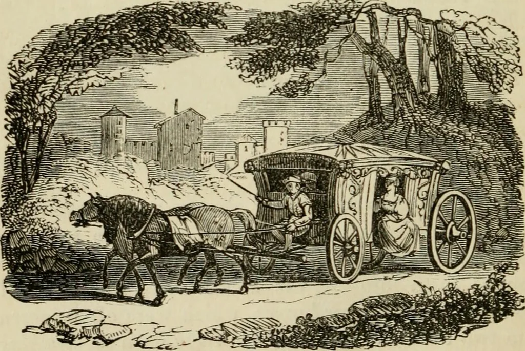 An illustration from The roads and railroads, vehicles, and modes of travelling, of ancient and modern countries; with accounts of bridges, tunnels, and canals, in various parts of the world .., 1839, leaf 253