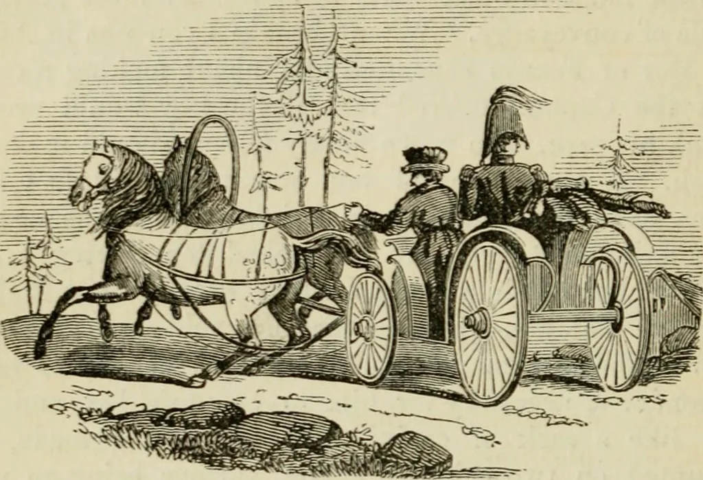 An illustration from The roads and railroads, vehicles, and modes of travelling, of ancient and modern countries; with accounts of bridges, tunnels, and canals, in various parts of the world .., 1839, leaf 255