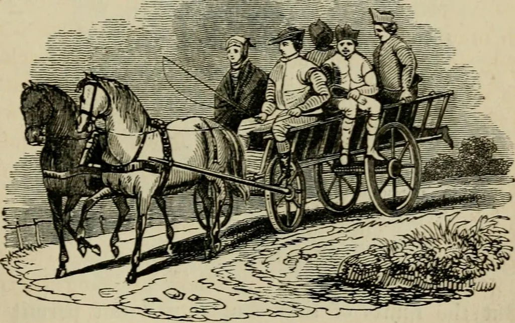 An illustration from The roads and railroads, vehicles, and modes of travelling, of ancient and modern countries; with accounts of bridges, tunnels, and canals, in various parts of the world .., 1839, leaf 256