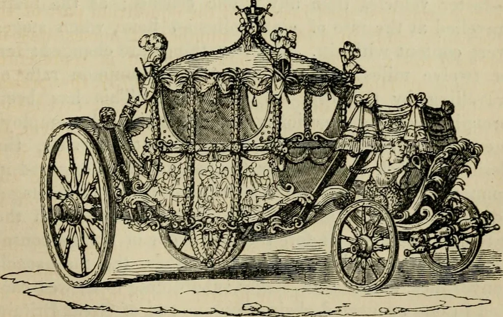 An illustration from The roads and railroads, vehicles, and modes of travelling, of ancient and modern countries; with accounts of bridges, tunnels, and canals, in various parts of the world .., 1839, leaf 264