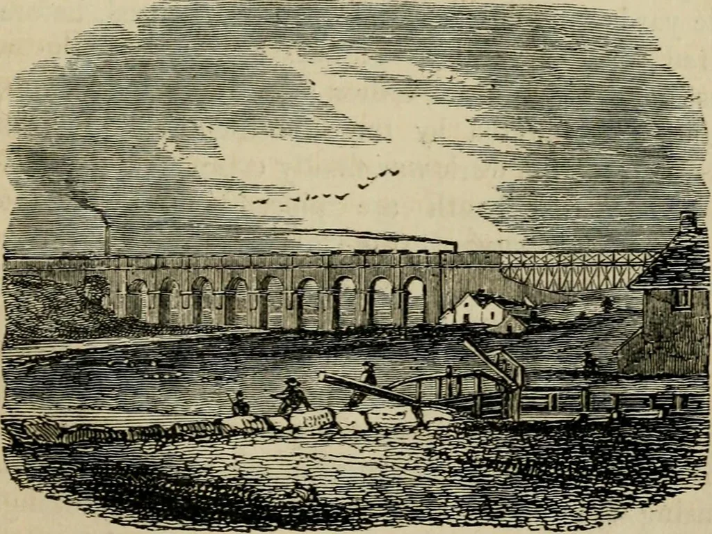 An illustration from The roads and railroads, vehicles, and modes of travelling, of ancient and modern countries; with accounts of bridges, tunnels, and canals, in various parts of the world .., 1839, leaf 320