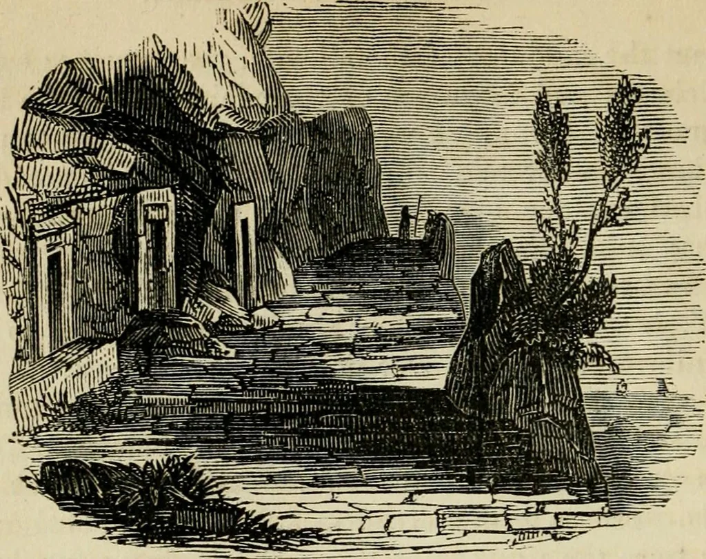 An illustration from The roads and railroads, vehicles, and modes of travelling, of ancient and modern countries; with accounts of bridges, tunnels, and canals, in various parts of the world .., 1839, leaf 37